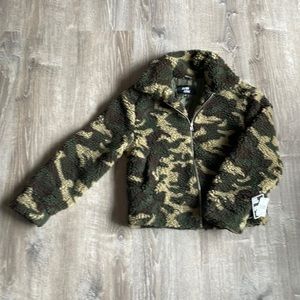 Soft camo zip up. New with tags! Size Small